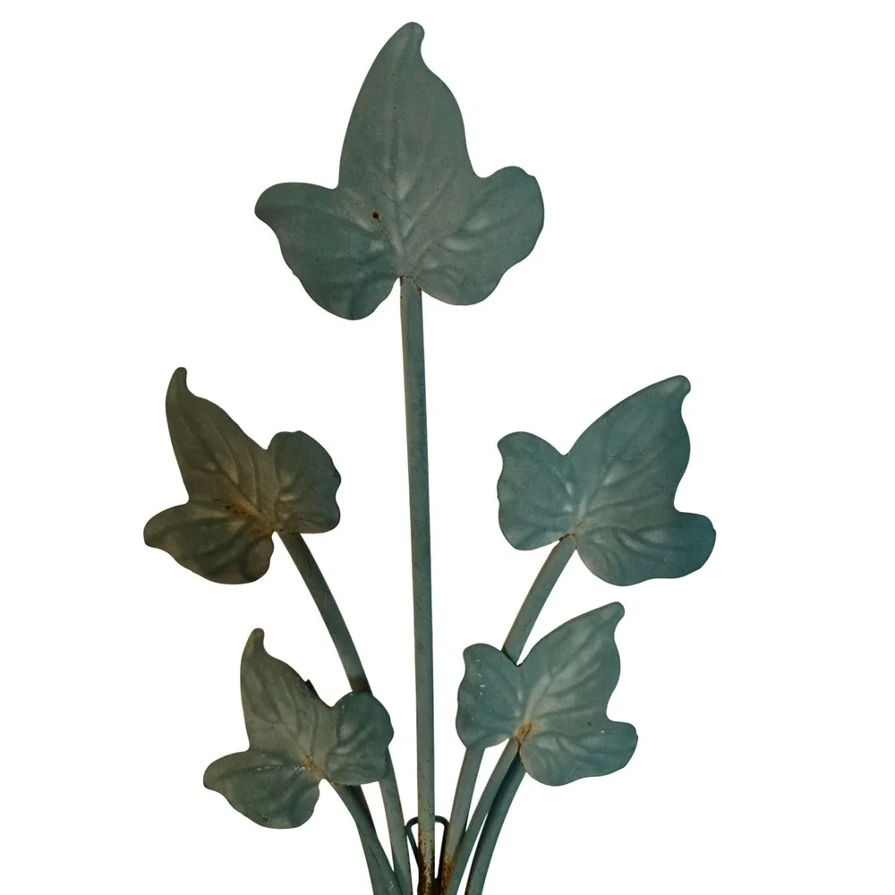 Vintage Ivy Leaf Wall Sconce (Pair of 2) Blue Green Metal‎ Candle Holder
